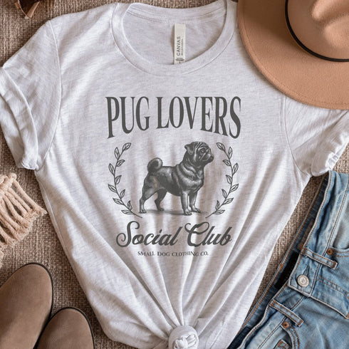 Black Pug Shirt for Women - Pug Lovers Club Tee